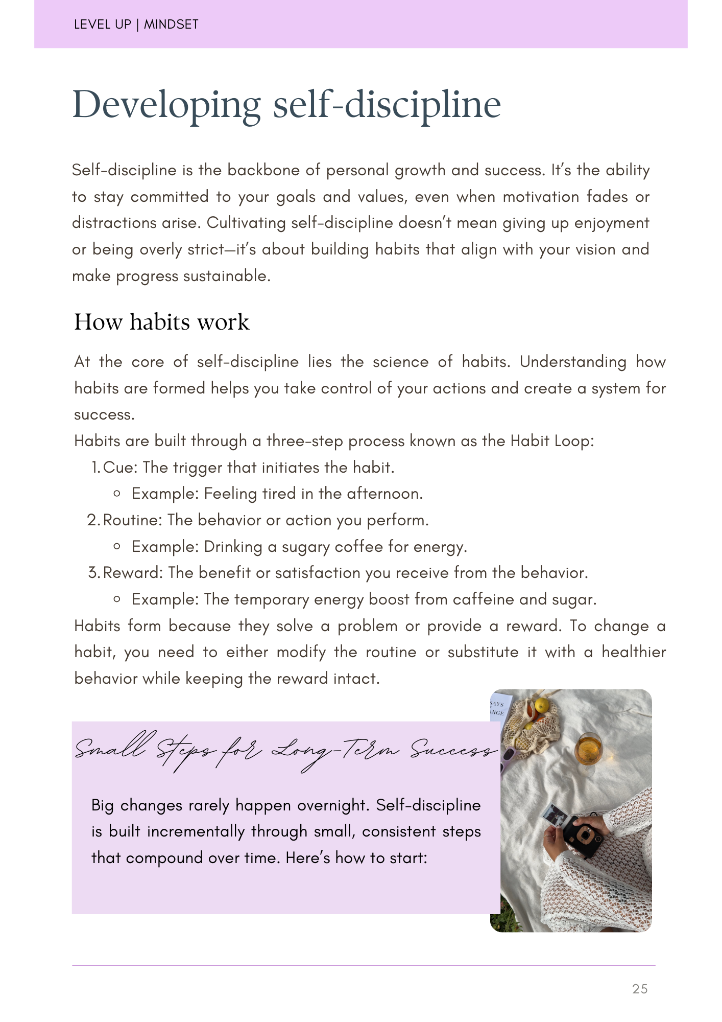 Self-discipline page from the Ultimate Glow Up Guide